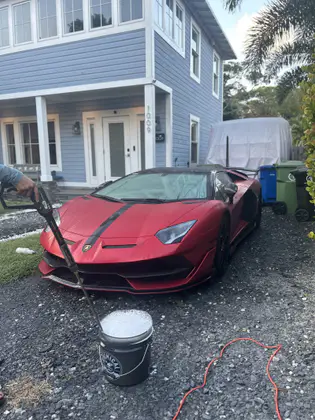 Red Lamborghini after detailing