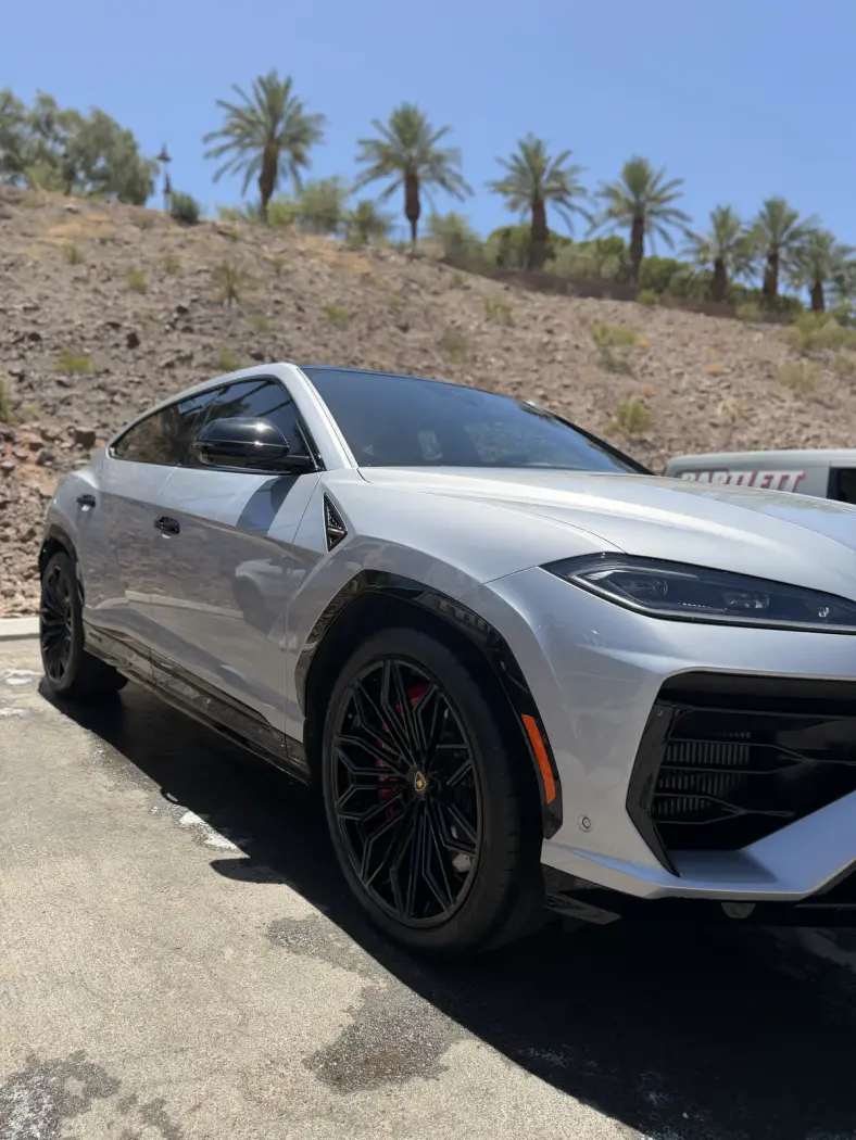 White Lamborghini Urus exterior detail in Henderson NV