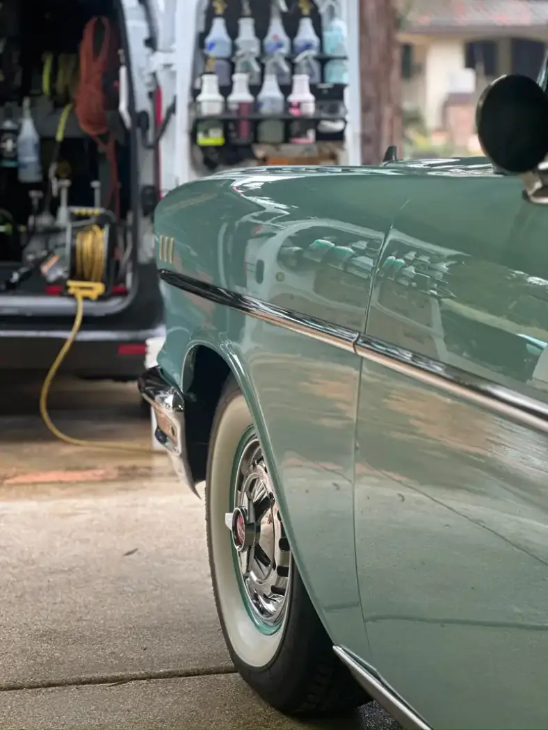 Classic car detailed in a San Jose driveway by Highline Auto Care
