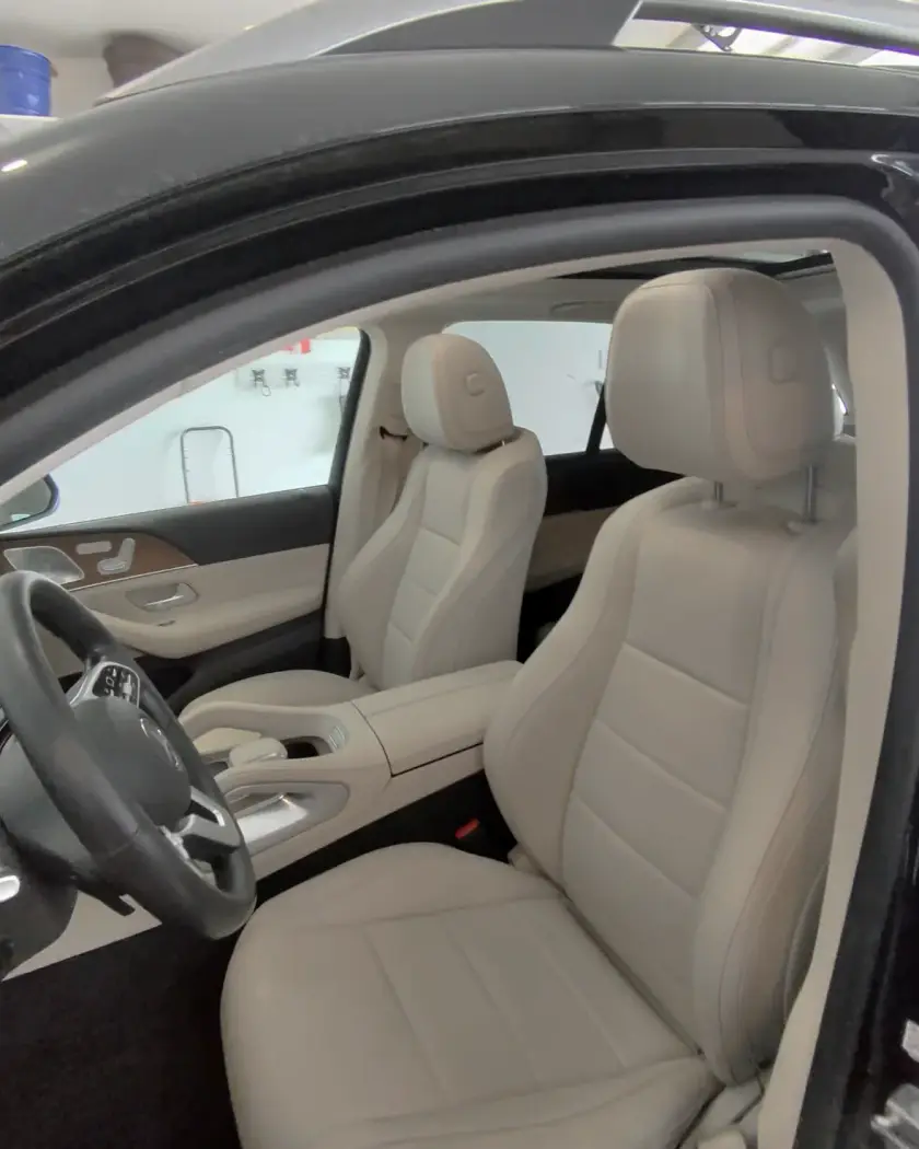 Clean cream leather front seats of a Mercedes GLE