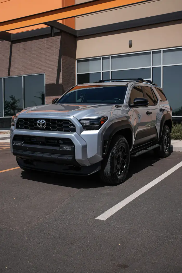 Silver 2025 Toyota 4Runner after ceramic coating and window tint in Mesa, Arizona