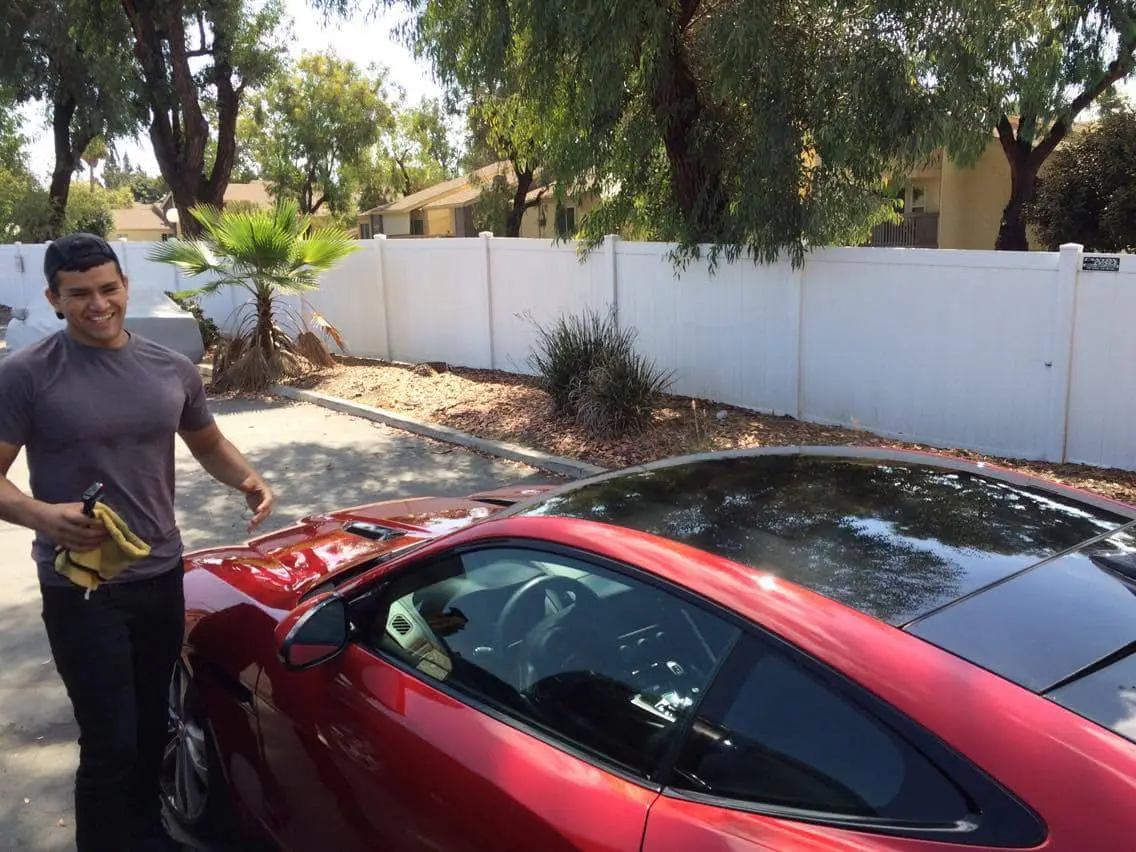 Freshly washed red car with a glossy finish after a Chula Vista mobile exterior detail