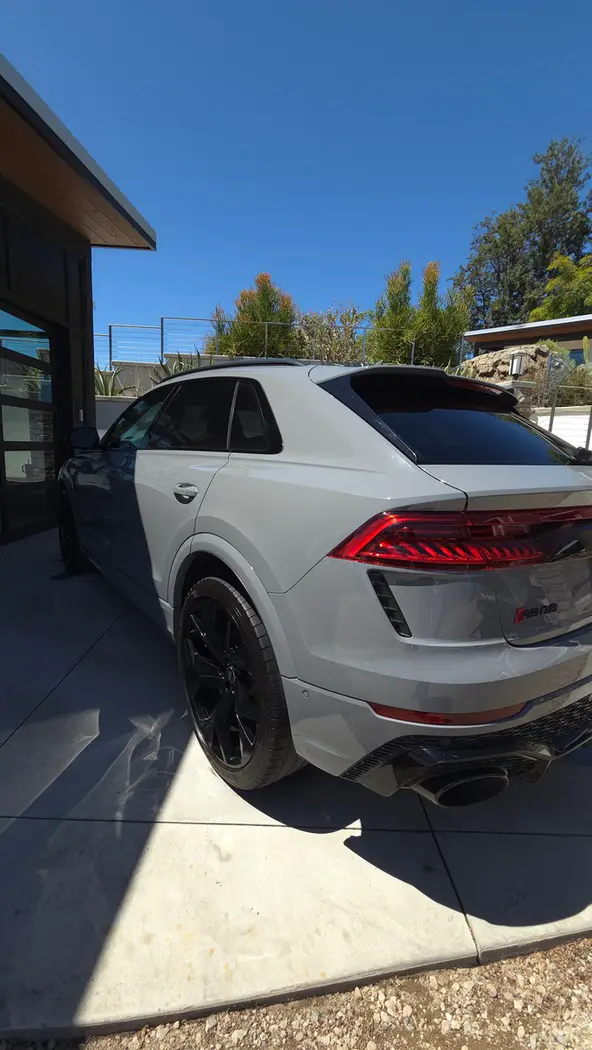 Audi RS Q8 rear quarter panel after an exterior hand wash in Riverside, CA